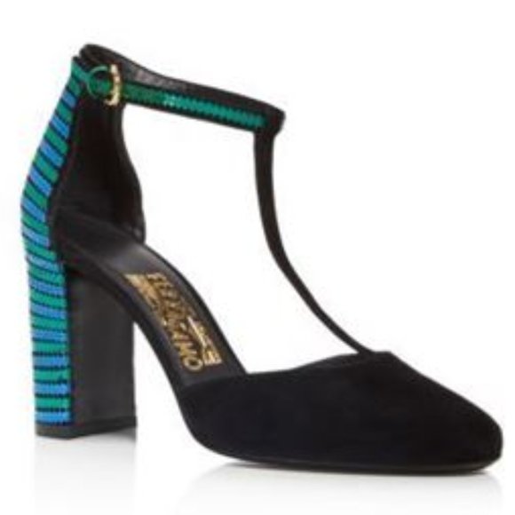 Salvatore Ferragamo Fergie T-Strap Suede Pumps 7.5 - Picture 12 of 12